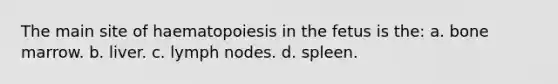 The main site of haematopoiesis in the fetus is the: a. bone marrow. b. liver. c. lymph nodes. d. spleen.