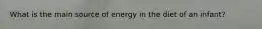 What is the main source of energy in the diet of an infant?