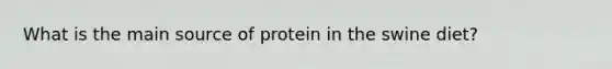 What is the main source of protein in the swine diet?