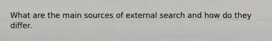 What are the main sources of external search and how do they differ.