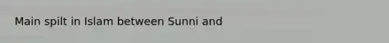 Main spilt in Islam between Sunni and