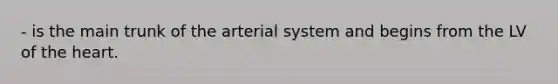 - is the main trunk of the arterial system and begins from the LV of the heart.