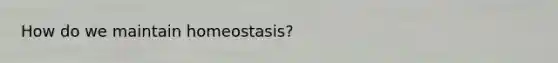 How do we maintain homeostasis?