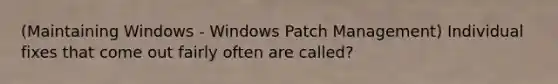 (Maintaining Windows - Windows Patch Management) Individual fixes that come out fairly often are called?