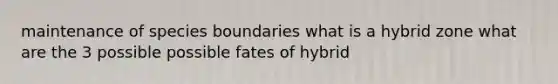 maintenance of species boundaries what is a hybrid zone what are the 3 possible possible fates of hybrid