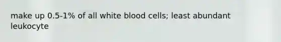 make up 0.5-1% of all white blood cells; least abundant leukocyte