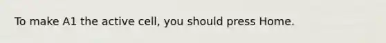 To make A1 the active cell, you should press Home.