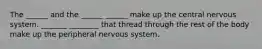 The ______ and the ______ ______ make up the central nervous system. _______ ________ that thread through the rest of the body make up the peripheral nervous system.