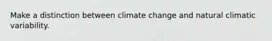 Make a distinction between climate change and natural climatic variability.