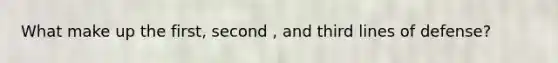 What make up the first, second , and third lines of defense?