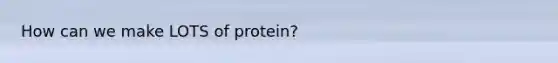 How can we make LOTS of protein?