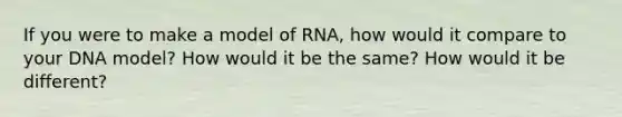 If you were to make a model of RNA, how would it compare to your DNA model? How would it be the same? How would it be different?