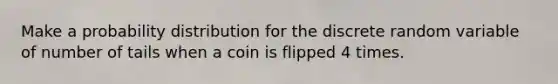 Make a probability distribution for the discrete random variable of number of tails when a coin is flipped 4 times.