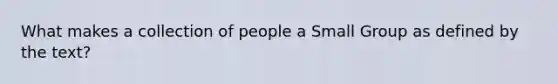 What makes a collection of people a Small Group as defined by the text?