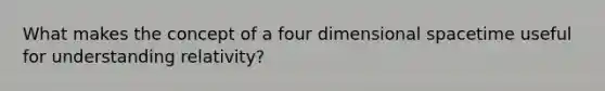 What makes the concept of a four dimensional spacetime useful for understanding relativity?