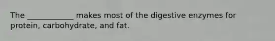 The ____________ makes most of the digestive enzymes for protein, carbohydrate, and fat.