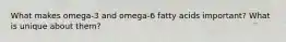 What makes omega-3 and omega-6 fatty acids important? What is unique about them?
