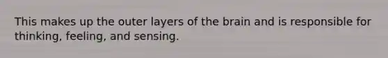 This makes up the outer layers of the brain and is responsible for thinking, feeling, and sensing.