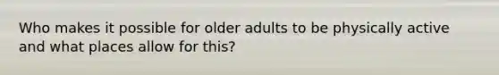 Who makes it possible for older adults to be physically active and what places allow for this?