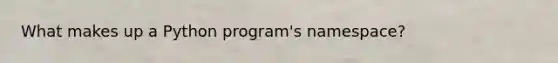 What makes up a Python program's namespace?