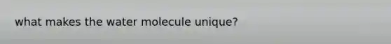 what makes the water molecule unique?