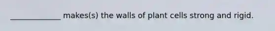 _____________ makes(s) the walls of plant cells strong and rigid.