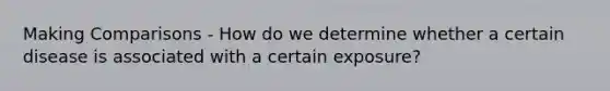 Making Comparisons - How do we determine whether a certain disease is associated with a certain exposure?