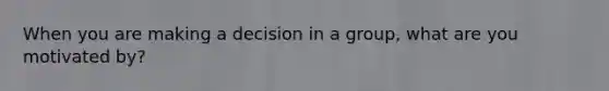 When you are making a decision in a group, what are you motivated by?