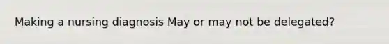 Making a nursing diagnosis May or may not be delegated?