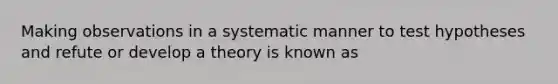 Making observations in a systematic manner to test hypotheses and refute or develop a theory is known as