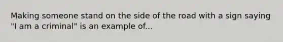 Making someone stand on the side of the road with a sign saying "I am a criminal" is an example of...