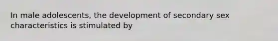 In male adolescents, the development of secondary sex characteristics is stimulated by