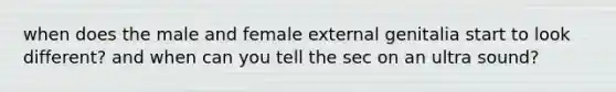 when does the male and female external genitalia start to look different? and when can you tell the sec on an ultra sound?