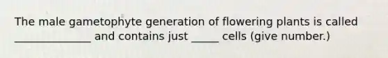 The male gametophyte generation of flowering plants is called ______________ and contains just _____ cells (give number.)