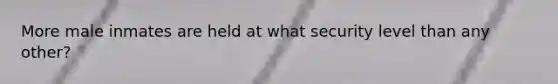More male inmates are held at what security level than any other?