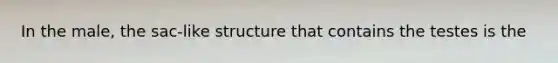 In the male, the sac-like structure that contains the testes is the