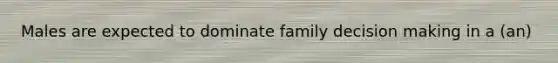 Males are expected to dominate family decision making in a (an)