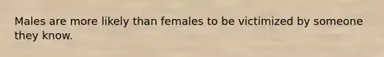 Males are more likely than females to be victimized by someone they know.​