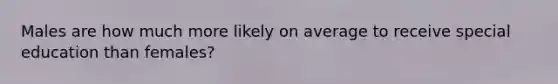 Males are how much more likely on average to receive special education than females?