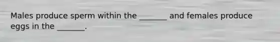 Males produce sperm within the _______ and females produce eggs in the _______.