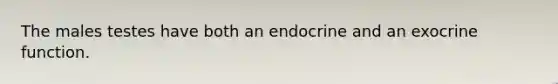 The males testes have both an endocrine and an exocrine function.