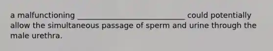 a malfunctioning ____________________________ could potentially allow the simultaneous passage of sperm and urine through the male urethra.