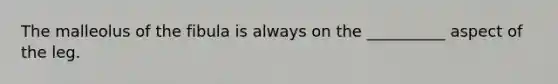 The malleolus of the fibula is always on the __________ aspect of the leg.
