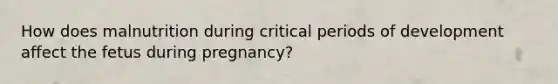 How does malnutrition during critical periods of development affect the fetus during pregnancy?