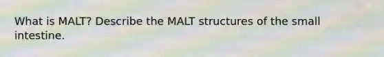 What is MALT? Describe the MALT structures of the small intestine.