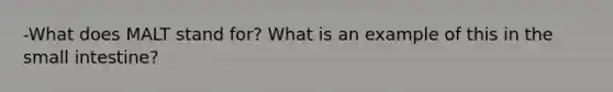 -What does MALT stand for? What is an example of this in the small intestine?