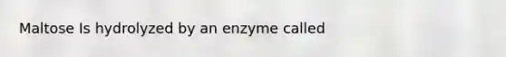 Maltose Is hydrolyzed by an enzyme called