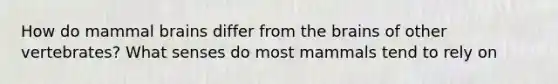 How do mammal brains differ from <a href='https://www.questionai.com/knowledge/kLMtJeqKp6-the-brain' class='anchor-knowledge'>the brain</a>s of other vertebrates? What senses do most mammals tend to rely on