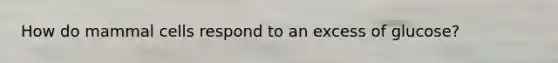 How do mammal cells respond to an excess of glucose?
