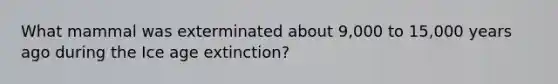 What mammal was exterminated about 9,000 to 15,000 years ago during the Ice age extinction?